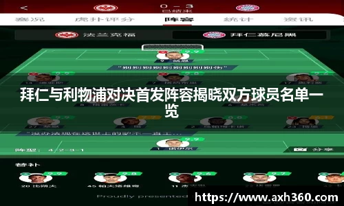 拜仁与利物浦对决首发阵容揭晓双方球员名单一览